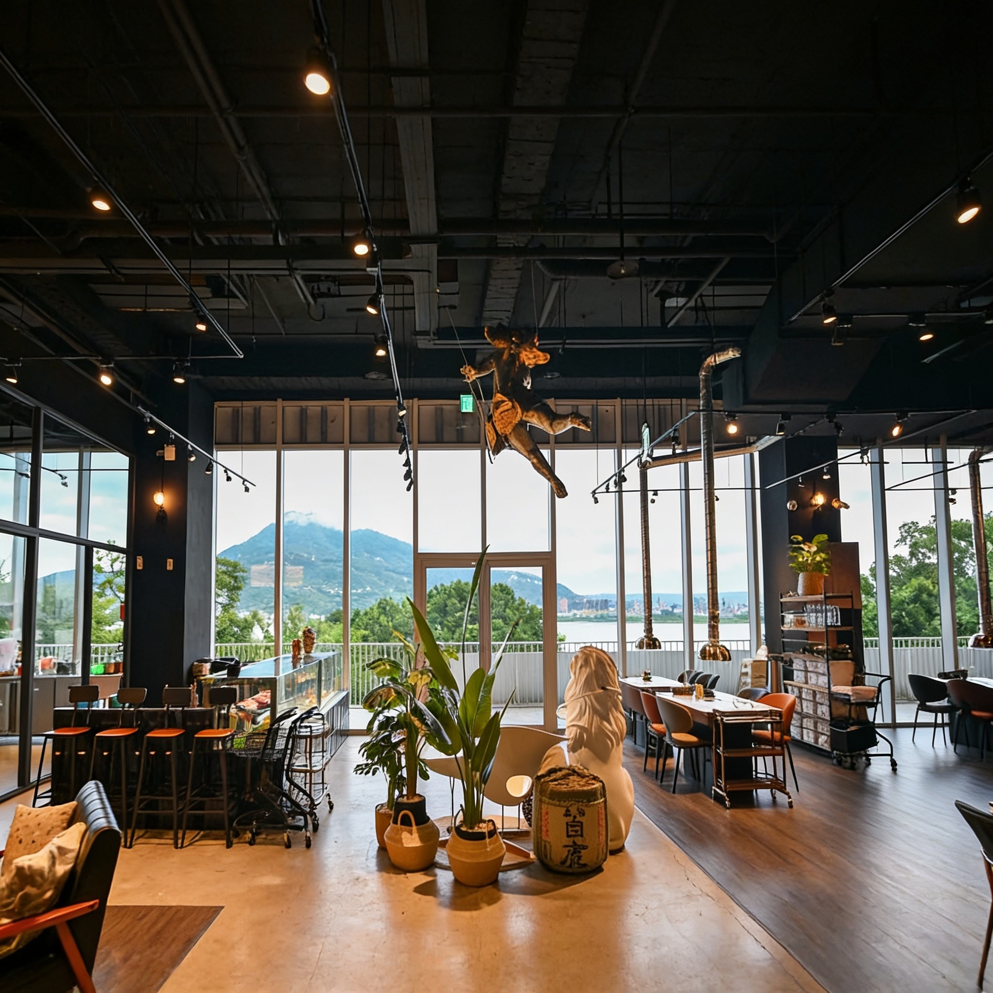 Haloé 店內空間與河景